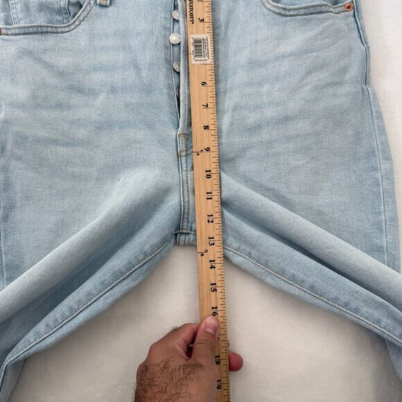 Levis Jeans Womens 32x33 Blue Light Wash Ribcage Boot Stretch High Rise - Picture 7 of 16